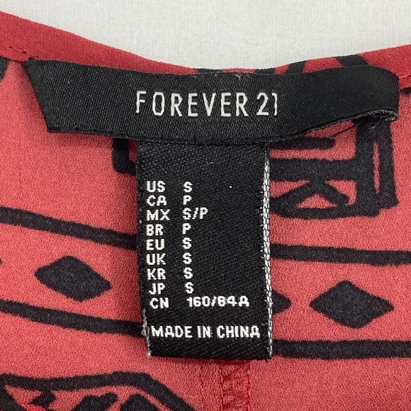 Forever 21 Juniors Size Small Sleeveless Tunic Top Rust Red Black Elephant Print - Picture 4 of 8